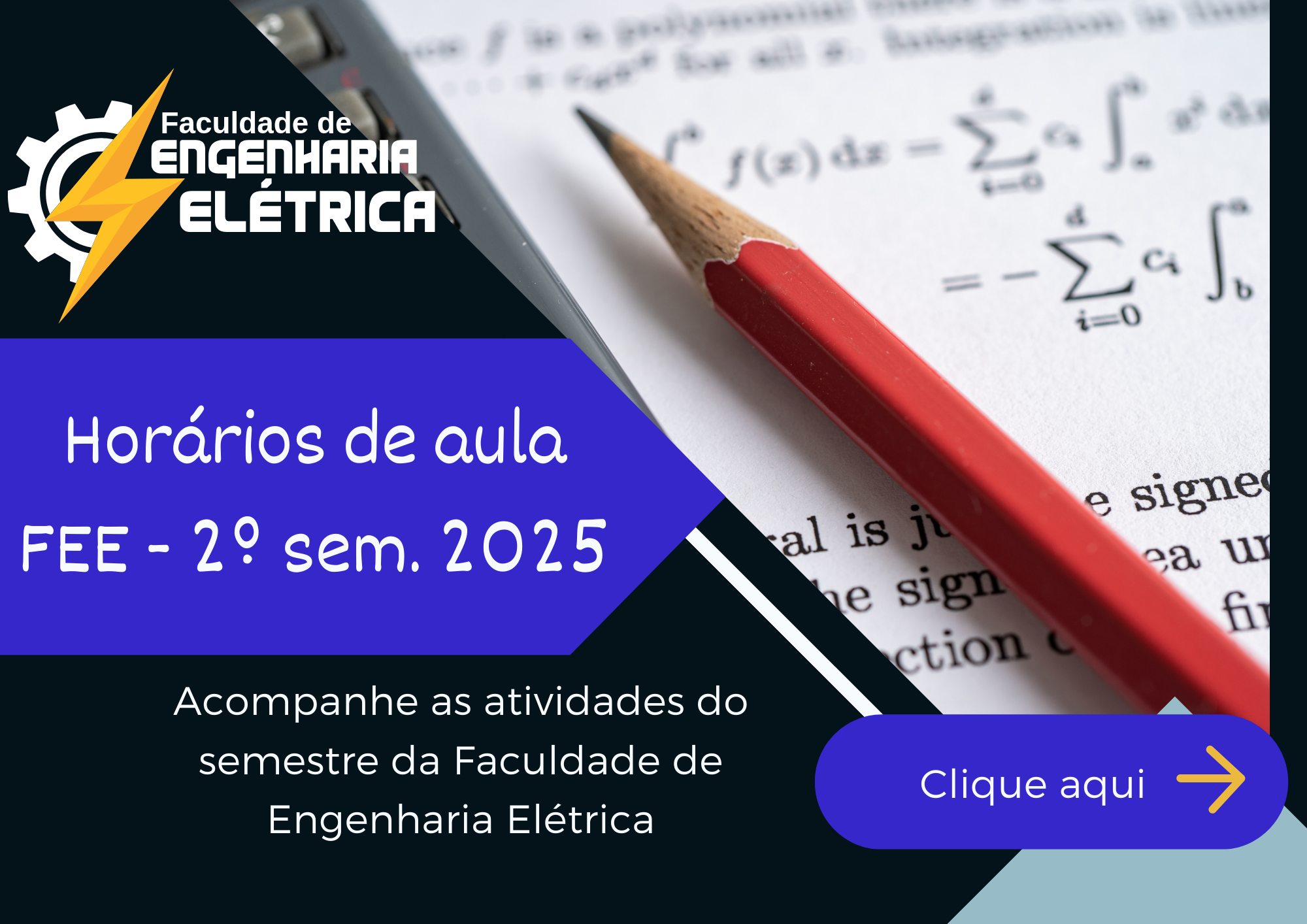 Horários de aula da Faculdade de Engenharia Elétrica nos períodos 2025.3 e 2025.4  (2º Semestre)